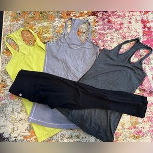 Lululemon Size 2 Bundle, 3 tank tops, 1 legging